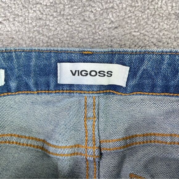 Vigoss Ace Jeans Women's 26 Blue Flare High Rise Split Leg Dark Denim - Picture 6 of 14